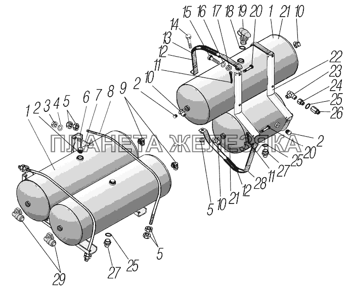 Установка воздушных баллонов УРАЛ-43204-1111-70