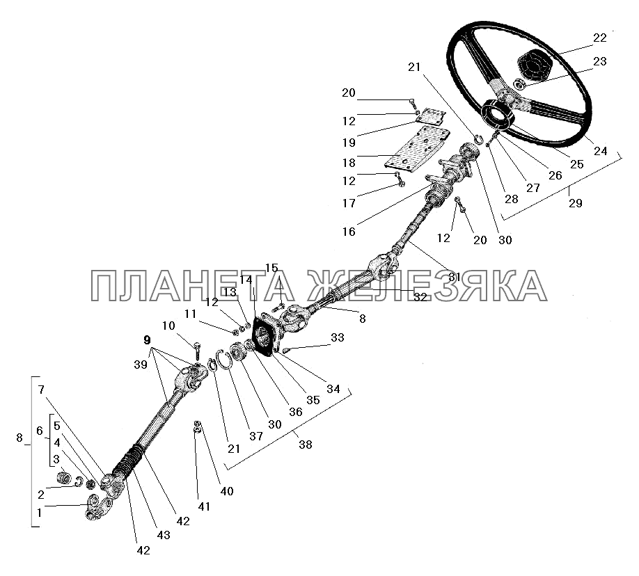 Колесо и вал рулевого управления УРАЛ-4320-41
