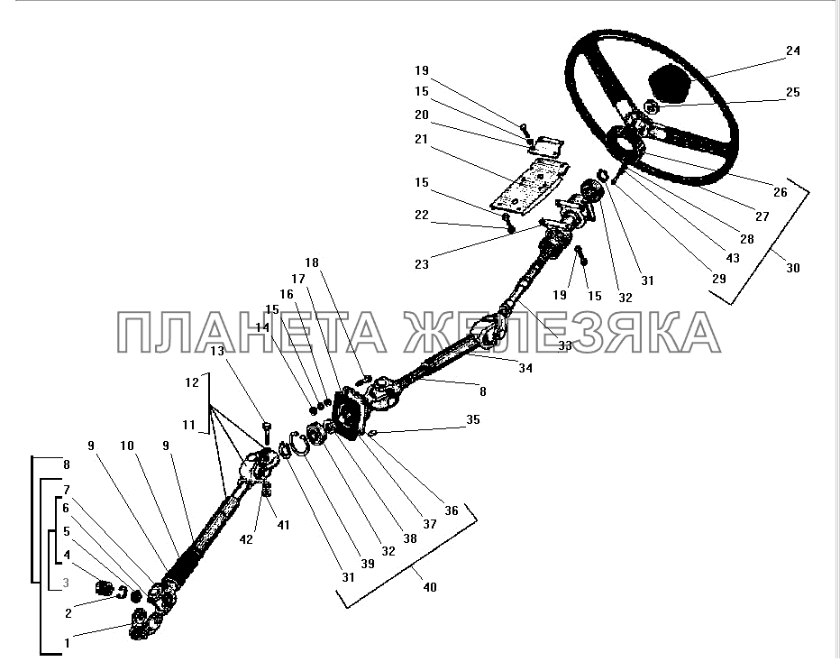 Колесо и вал рулевого управления УРАЛ-43206-41