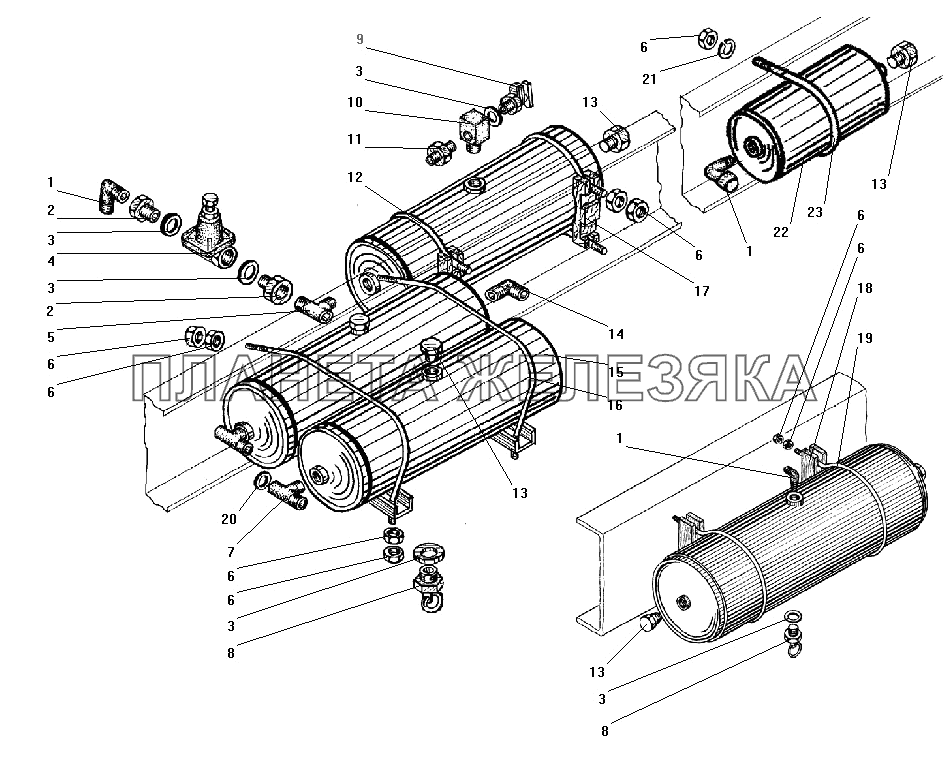 Установка воздушных баллонов УРАЛ-43206-41