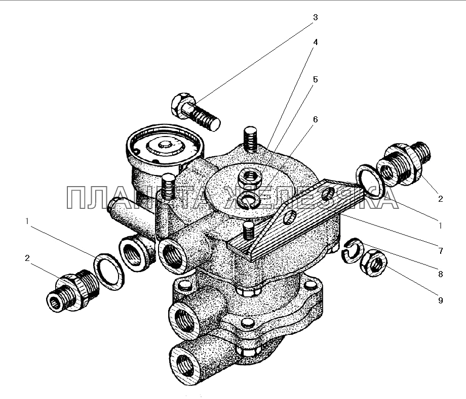 Установка клапана прицепа с защитным клапаном УРАЛ-43206-41