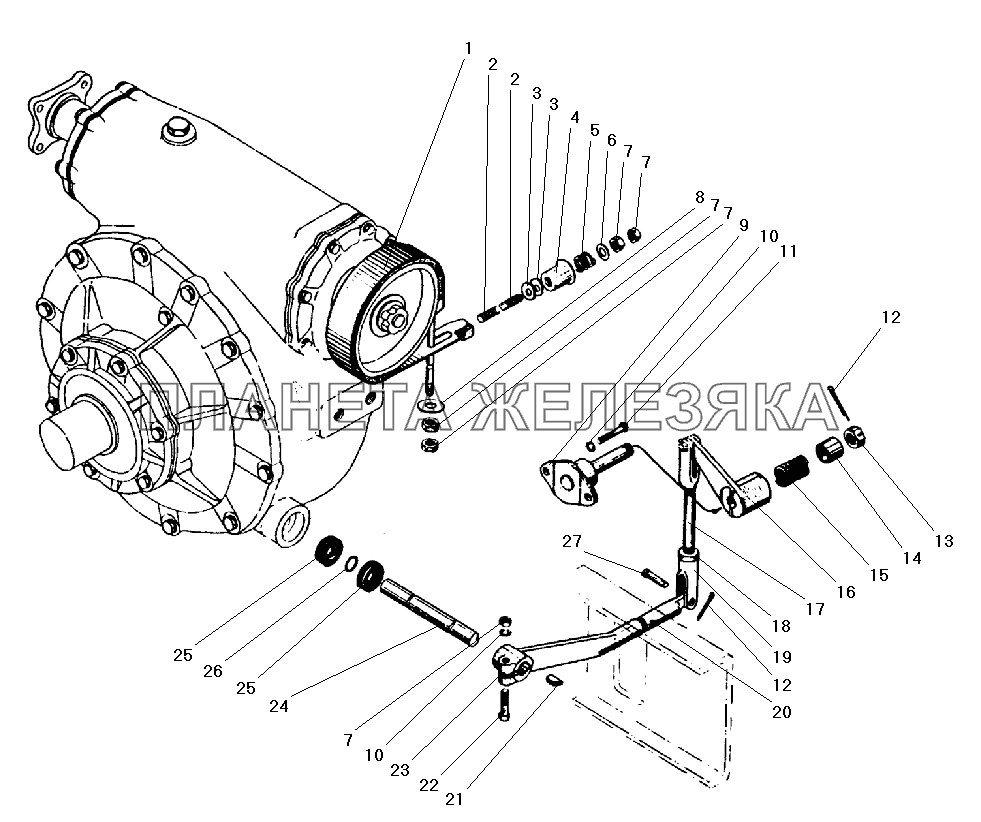 Тормоз и управление лебедкой УРАЛ-43206-41