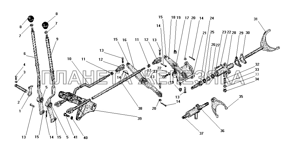 Управление и механизм переключения раздаточной коробки УРАЛ-43206-41