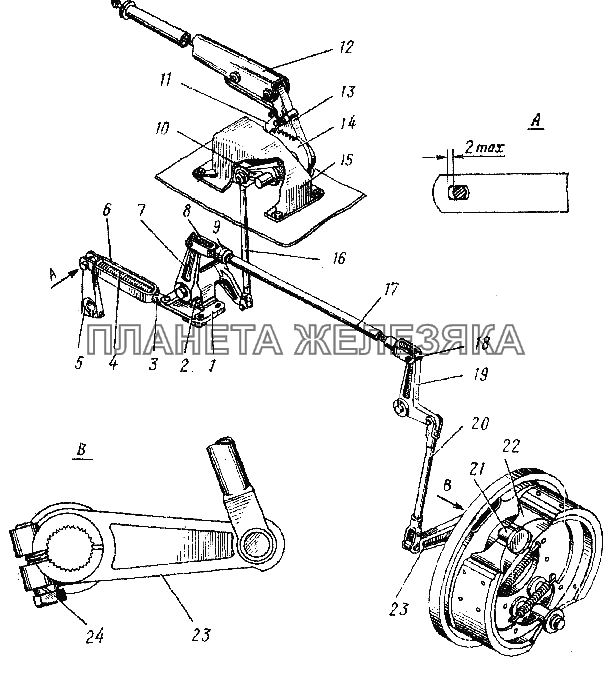 Привод стояночного тормоза УРАЛ-4320