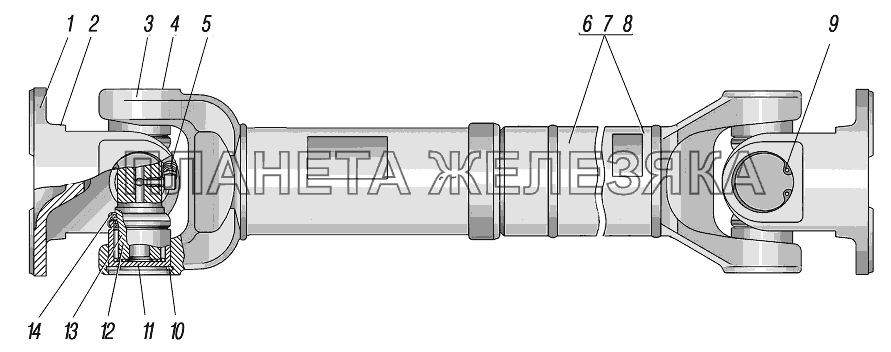 Вал карданный заднего (переднего, среднего) моста и промежуточный УРАЛ-44202-3511-80