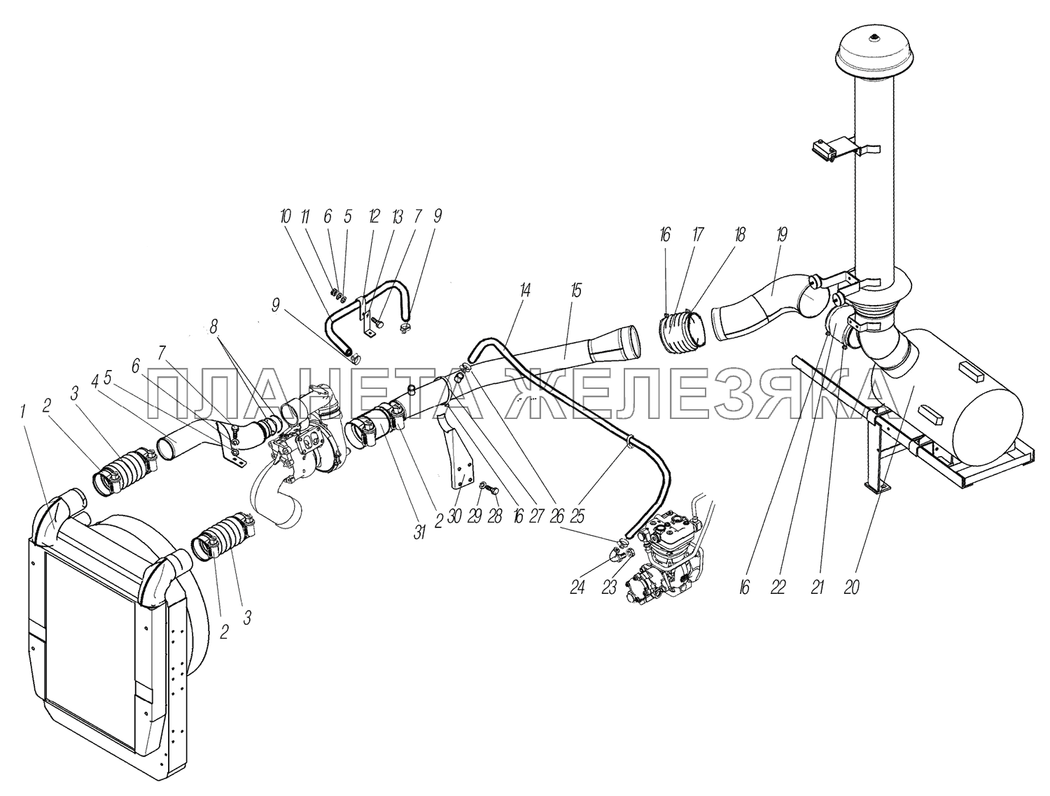 Система питания двигателя воздухом УРАЛ-44202-3511-80М
