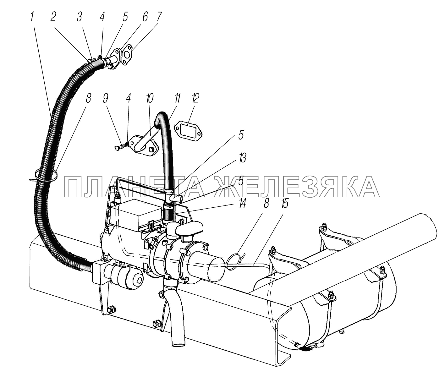Трубопроводы и шланги системы предпускового подогрева двигателя УРАЛ-44202-3511-80М