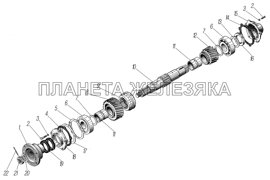 Первичный вал раздаточной коробки УРАЛ-44202-3511-80