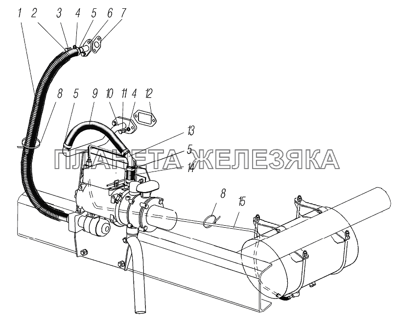 Трубопроводы и шланги системы предпускового подогрева двигателя УРАЛ-44202-3511-80