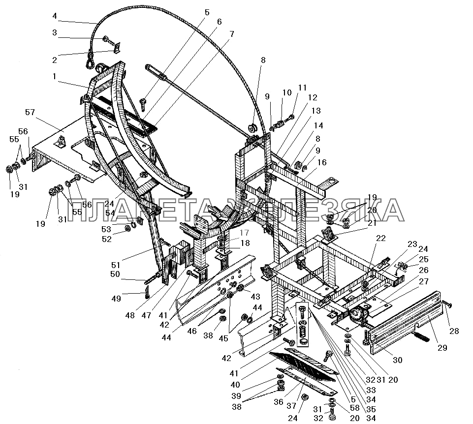 Вертикальный держатель запасного колеса УРАЛ-532301
