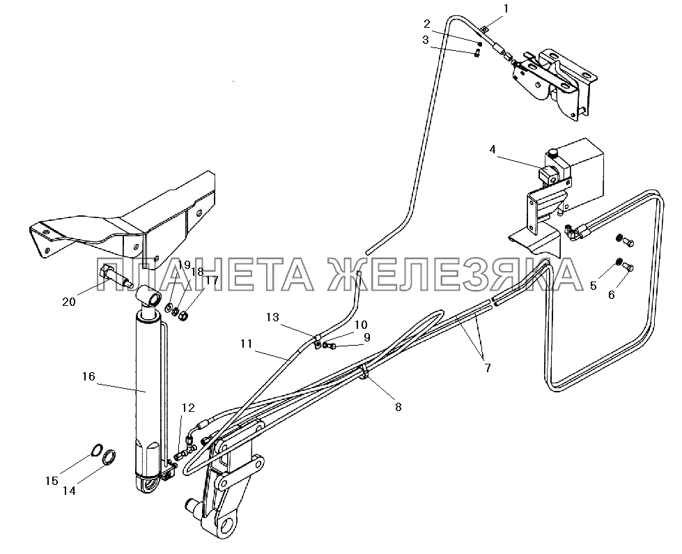 Механизм опрокидывания кабины УРАЛ-532301