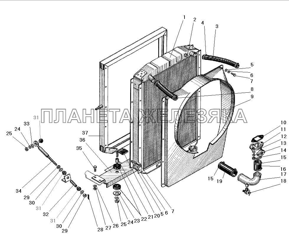 Радиатор системы охлаждения УРАЛ-532301