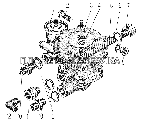Установка клапана управления тормозами прицепа для автомобилей Урал 542301 УРАЛ-532361