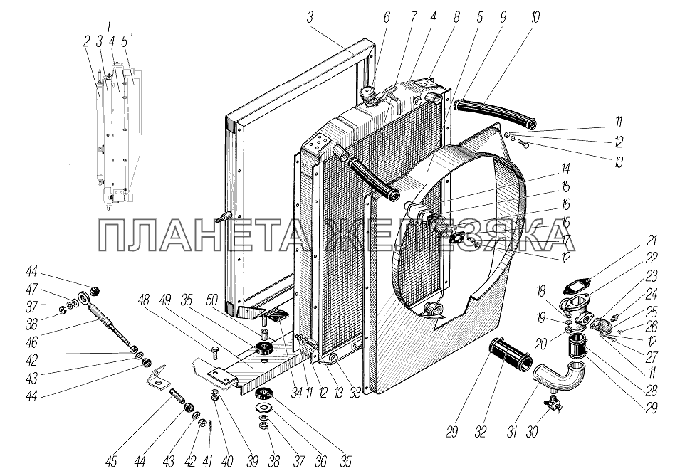 Система охлаждения для автомобилей с двигателем ЯМЗ-238Б УРАЛ-532361