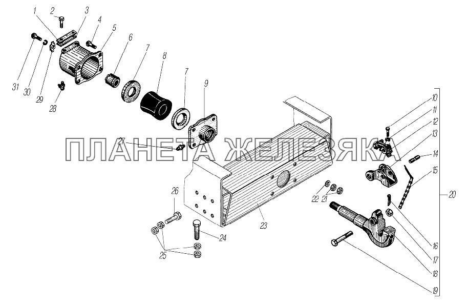 Установка буксирного прибора для автомобилей Урал 532361, 532362 УРАЛ-532361
