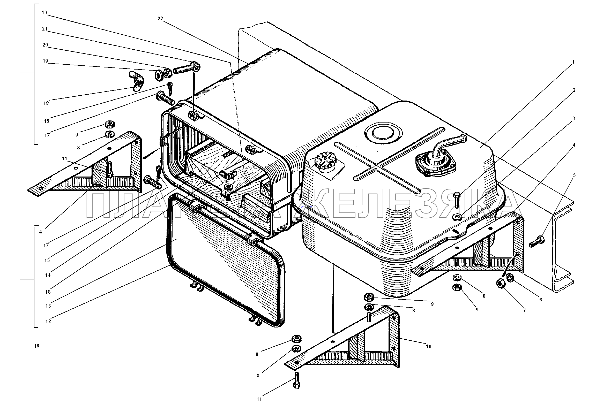 Установка инструментального ящика и масляного бака УРАЛ-5557-31