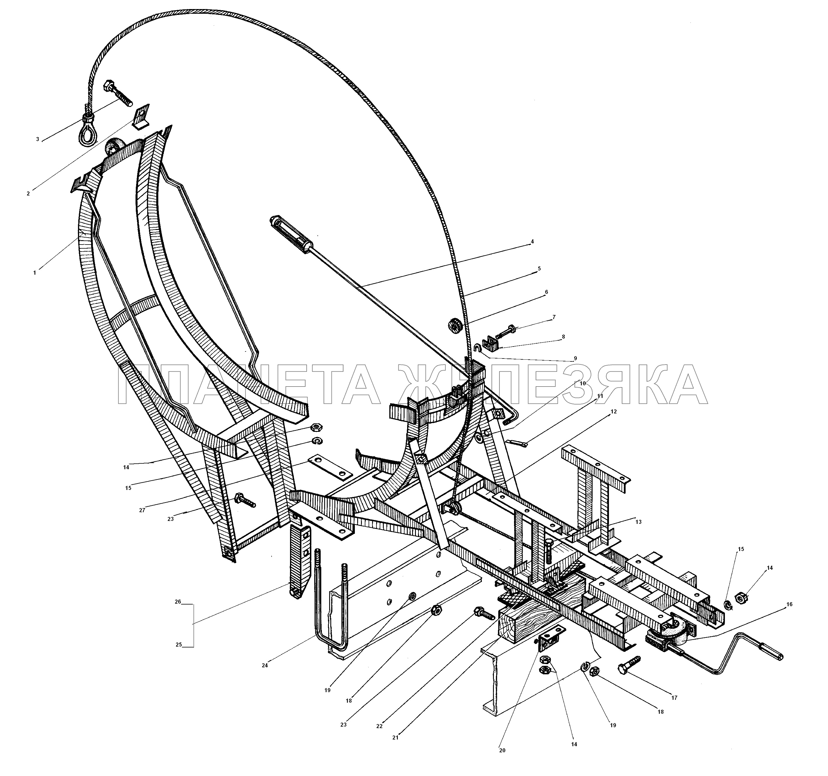 Вертикальный держатель запасного колеса УРАЛ-55571-30