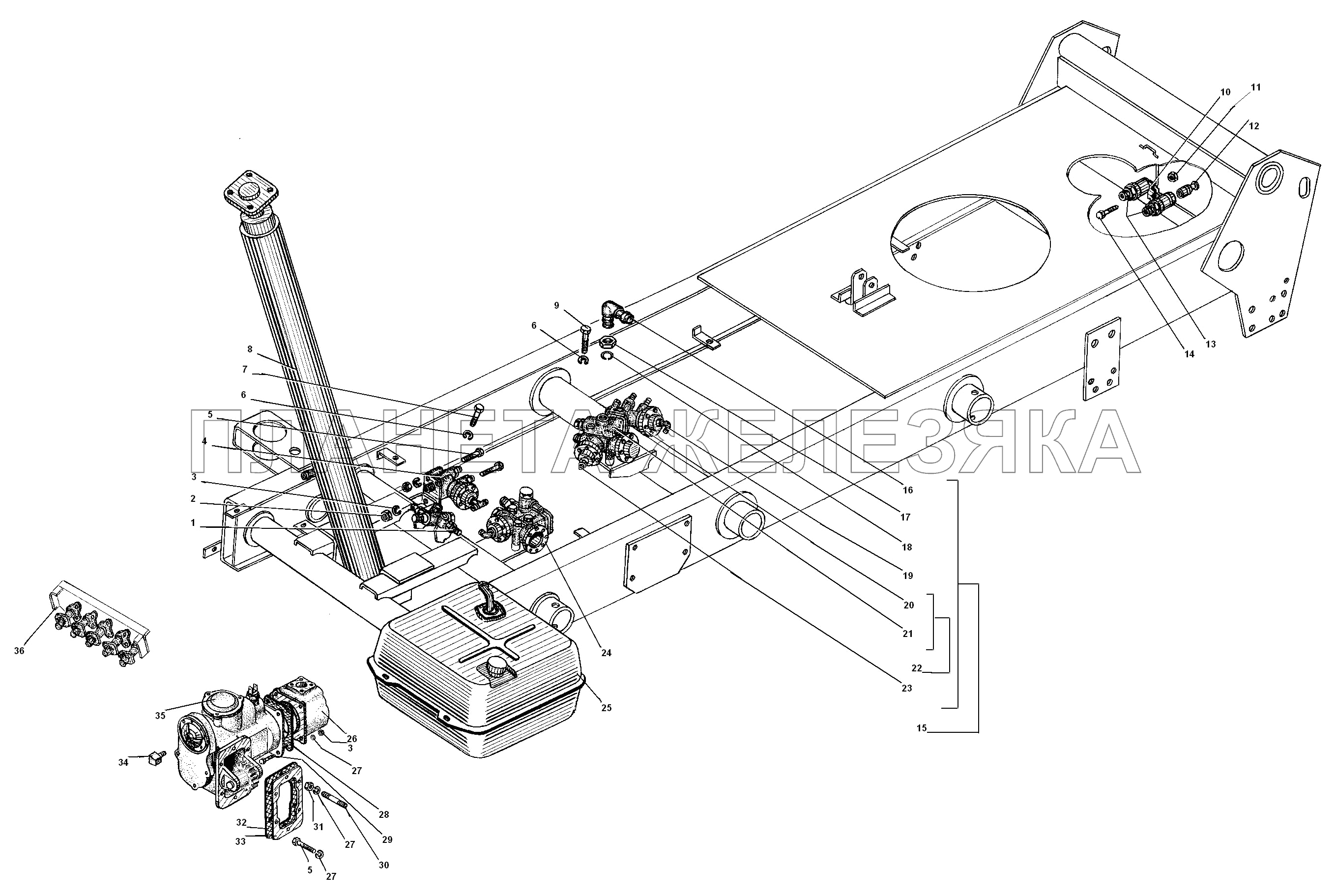Агрегаты самосвальной установки УРАЛ-55571-30