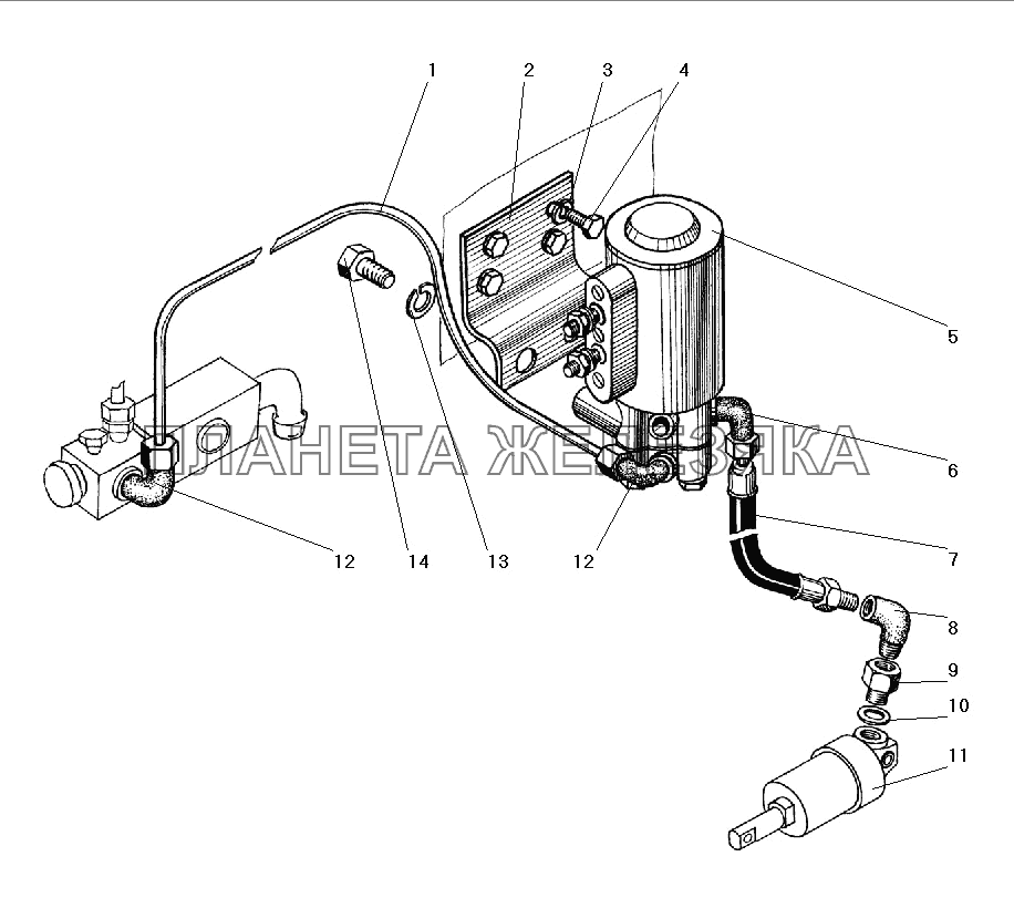 Установка клапана с трубками УРАЛ-5557-40