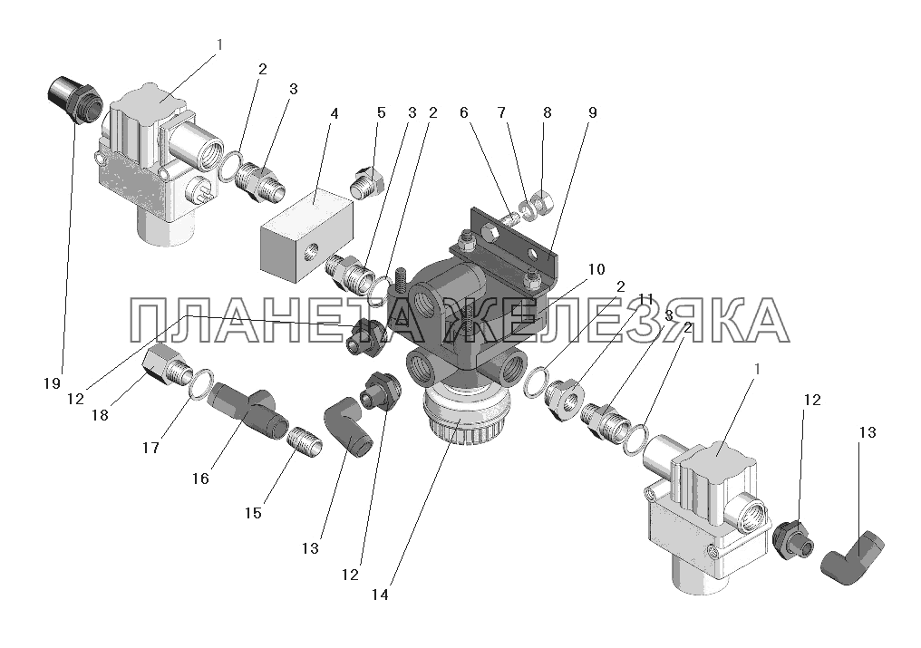 Установка клапана ускорительного с модуляторами УРАЛ-63674