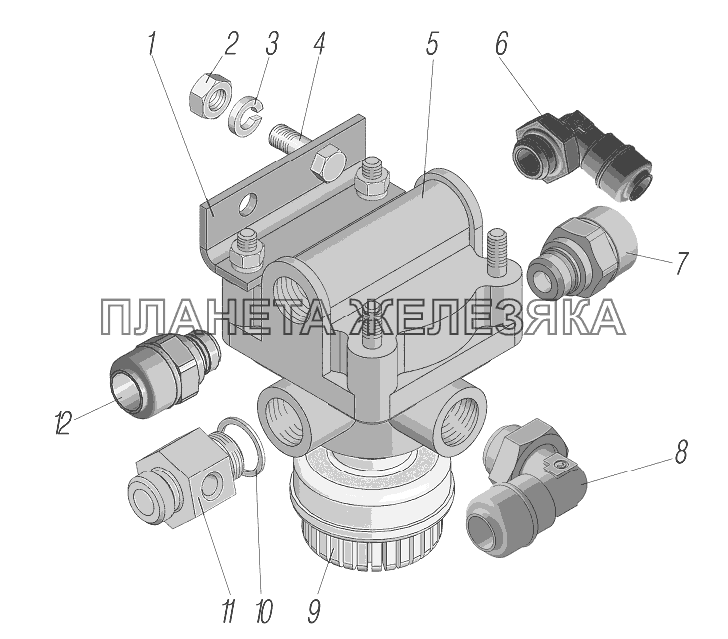 Установка ускорительного клапана стояночного тормоза УРАЛ-6370-1151