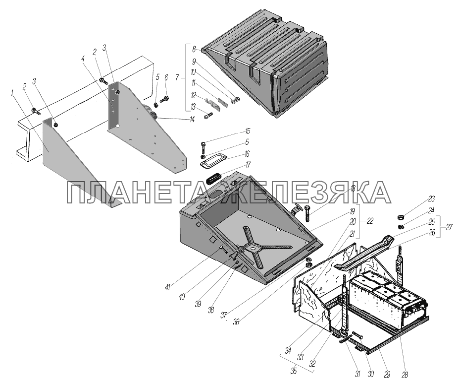 Установка контейнера аккумуляторных батарей УРАЛ-6370-1121