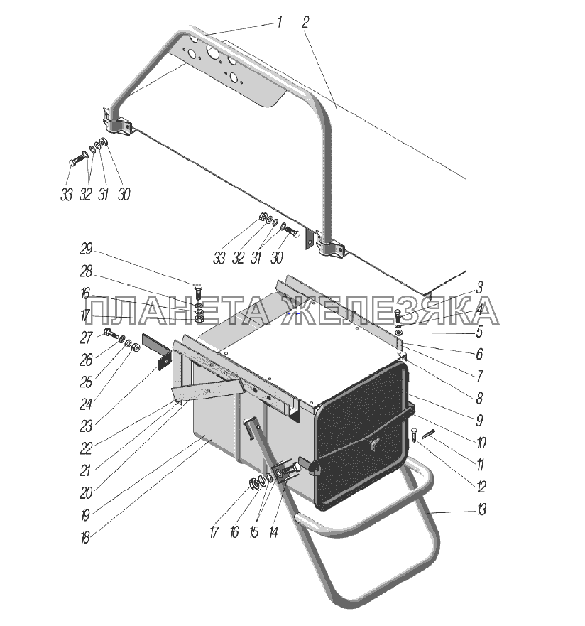Установка инструментального ящика и площадки седельно-сцепного устройства УРАЛ-63704