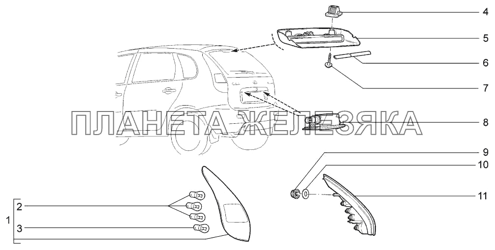 Приборы световые задние LADA-1117, 1118, 1119