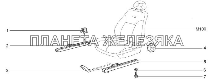 Механизм установки передних сидений LADA-1117, 1118, 1119