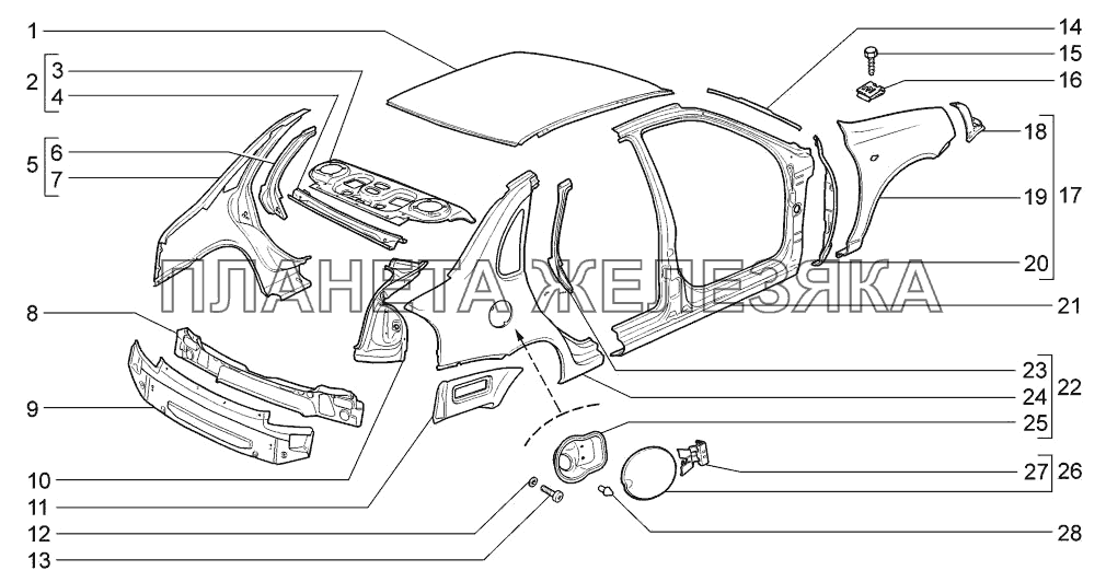 Панели кузова LADA-1117, 1118, 1119