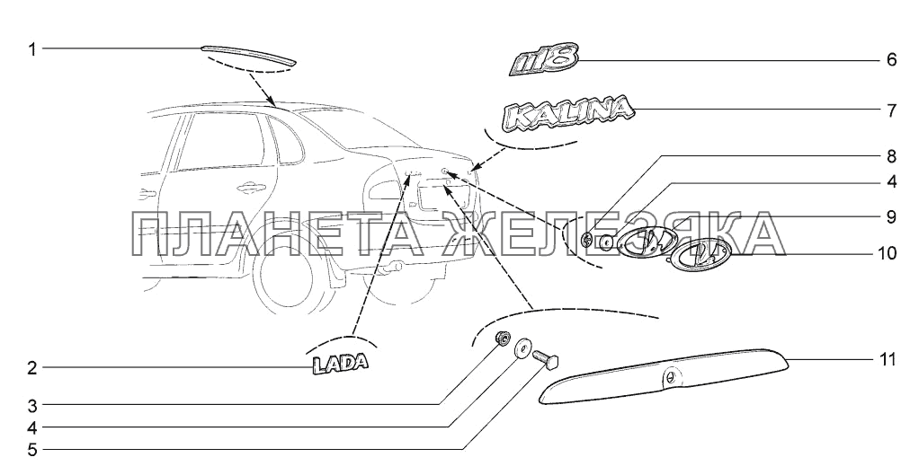 Орнаменты и накладки облицовочные LADA-1117, 1118, 1119