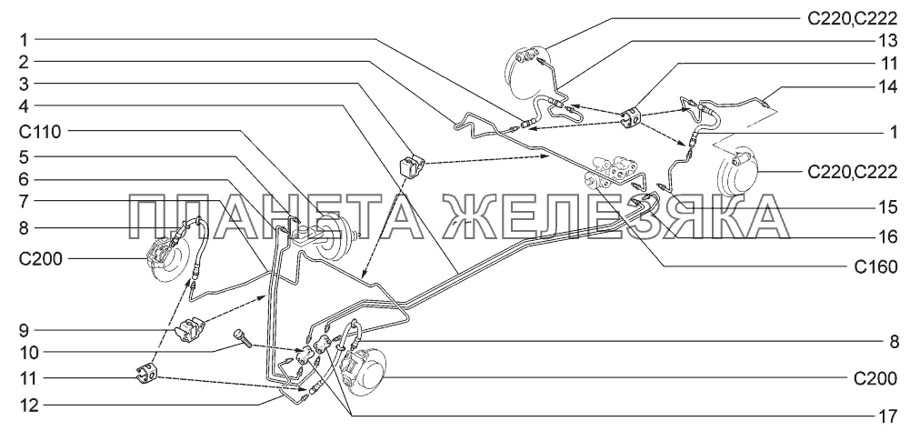 Привод гидротормозов LADA-1117, 1118, 1119