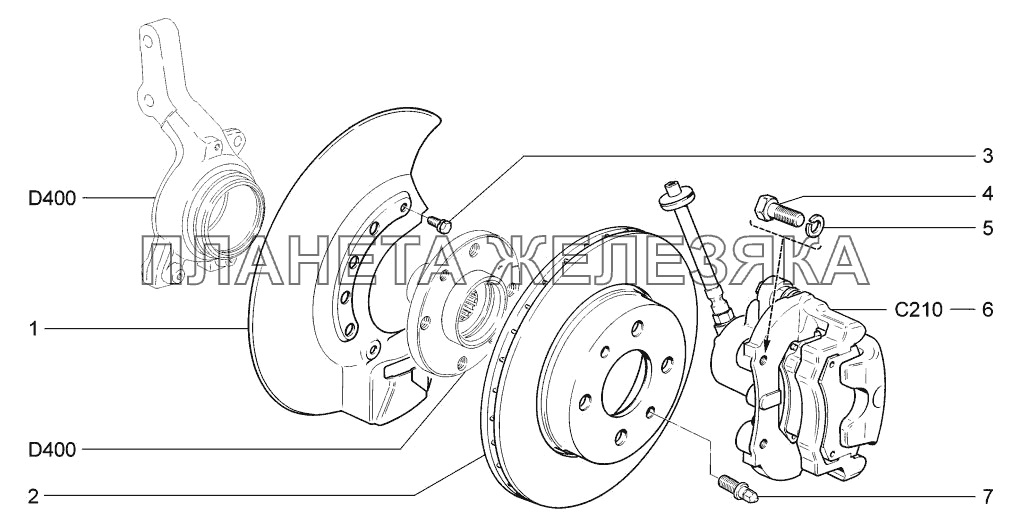 Тормоза передние LADA-1117, 1118, 1119