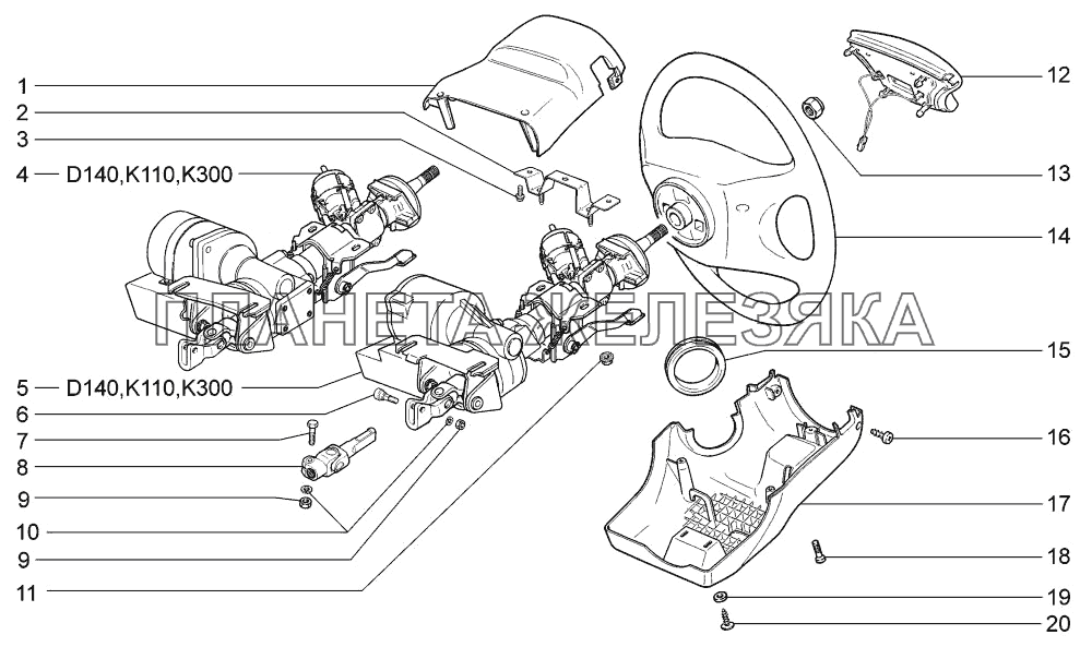 Колонка рулевая LADA-1117, 1118, 1119