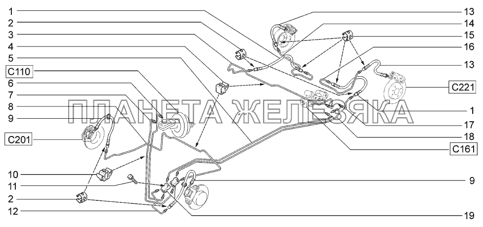 Привод гидротормозов LADA-1119 Sport