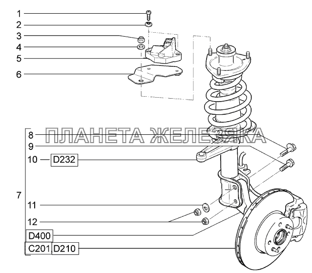 Элементы передней подвески LADA-1119 Sport