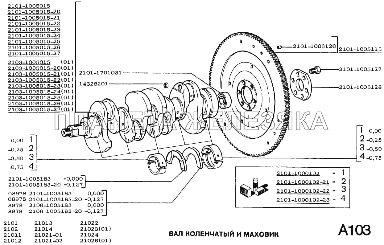Вал коленчатый и маховик ВАЗ-2101