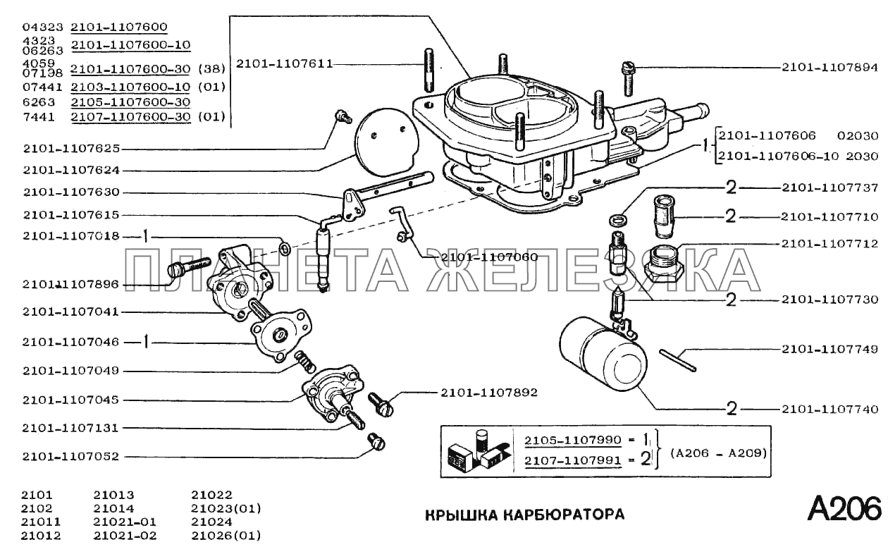 Крышка карбюратора ВАЗ-2101