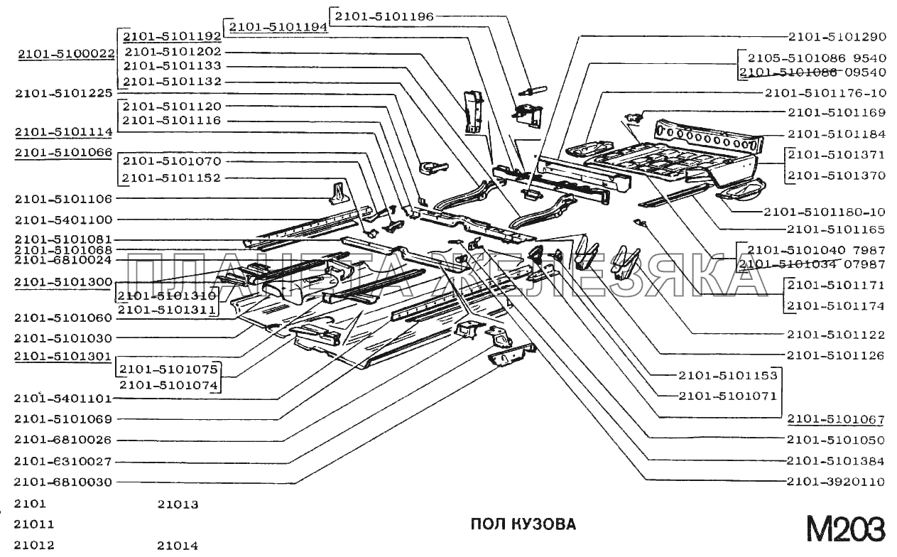 Схема кузова ваз 2101