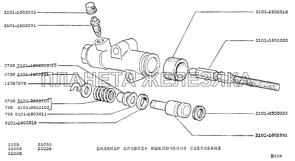 Цилиндр привода выключения сцепления ВАЗ-2103