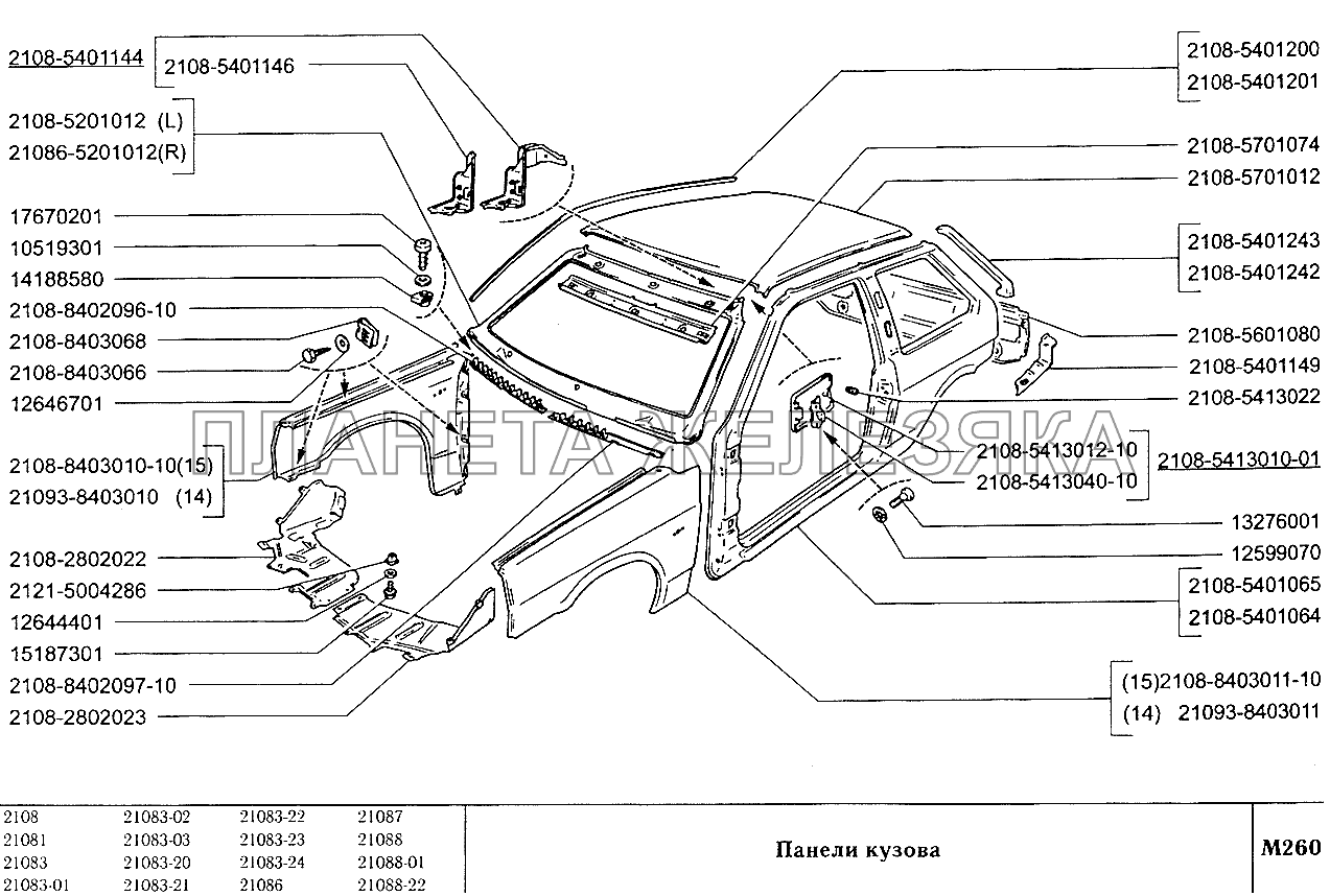 Панели кузова ВАЗ-2108