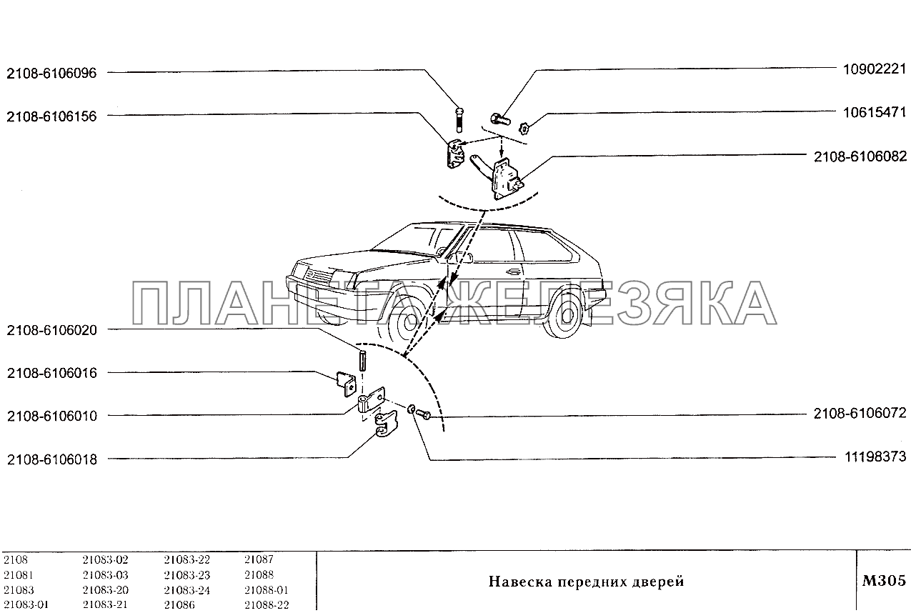 Навеска передних дверей ВАЗ-2108