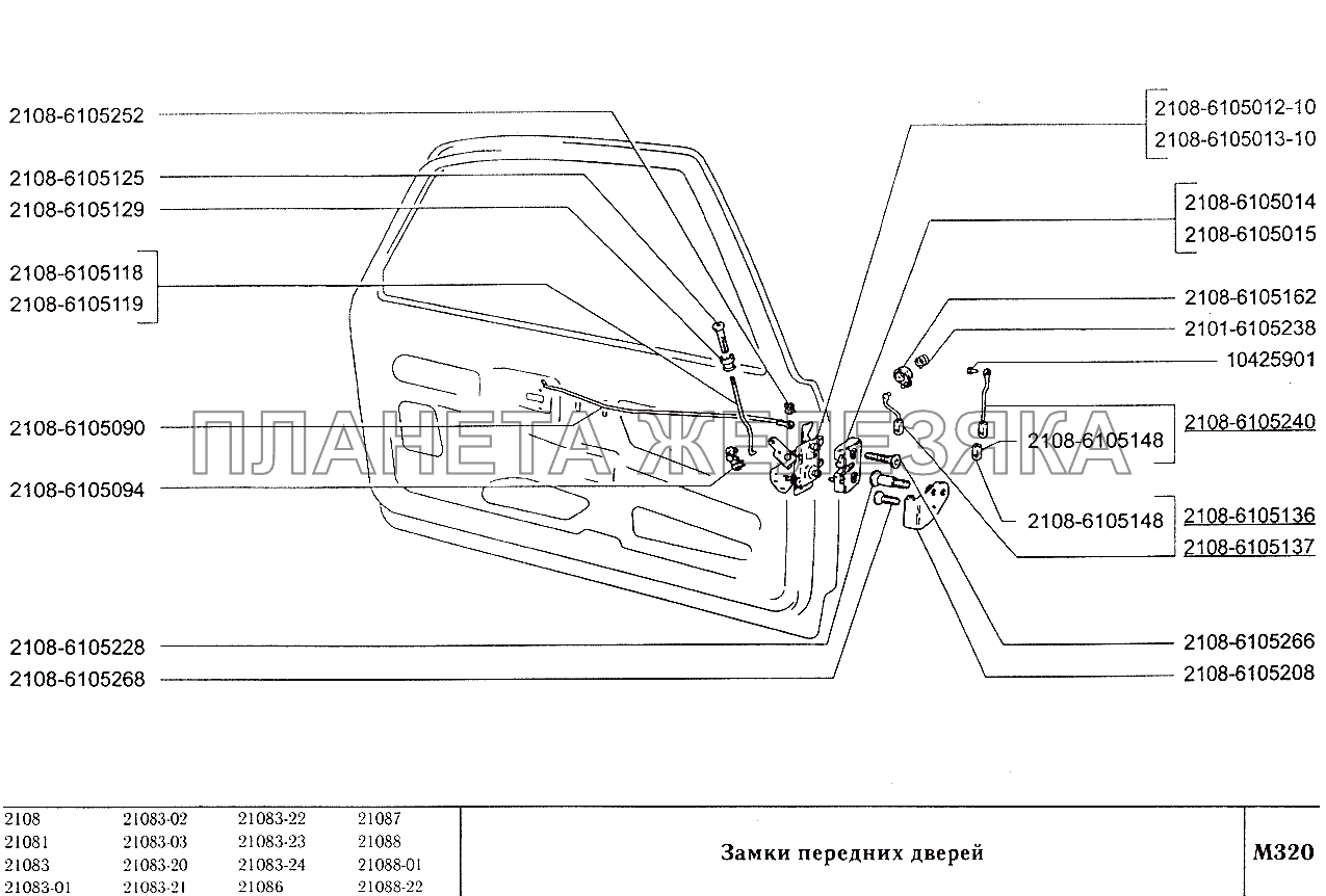 Замки передних дверей ВАЗ-2108