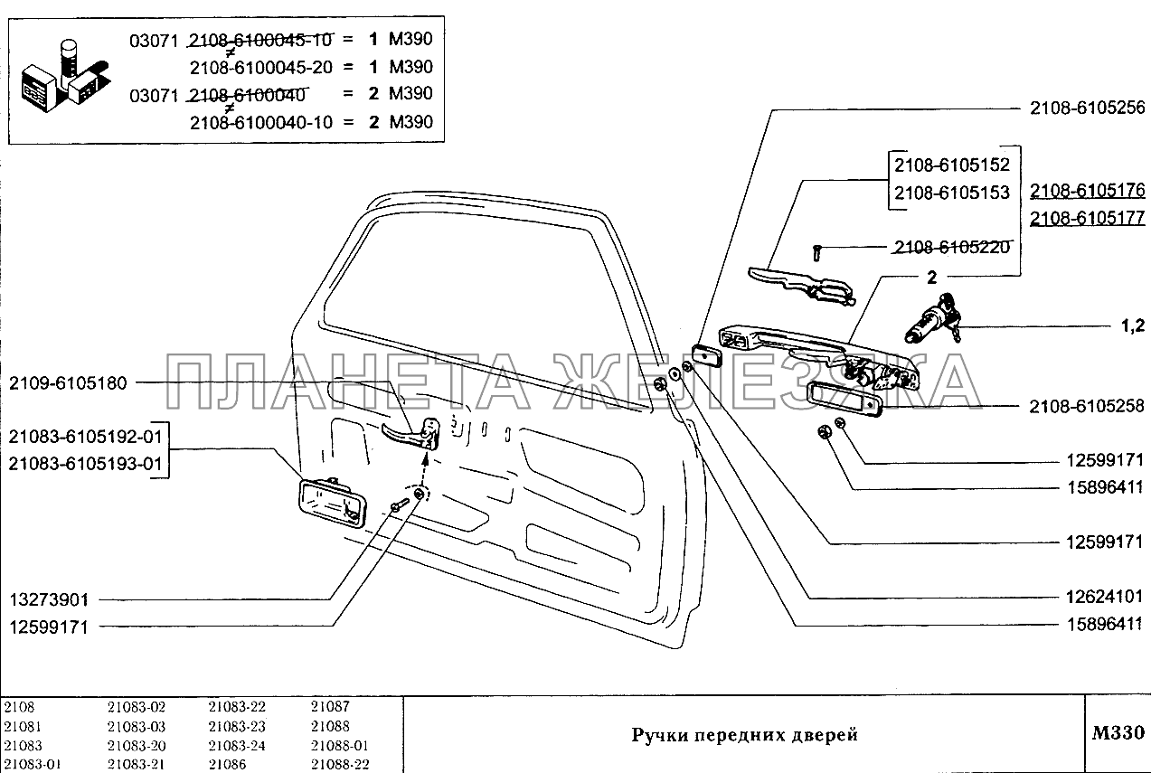 Ручки передних дверей ВАЗ-2108