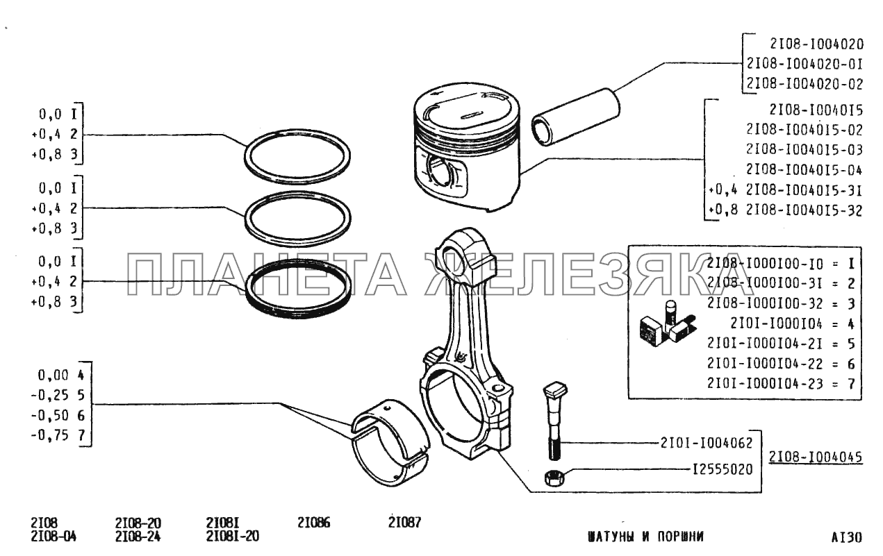 Шатуны и поршни ВАЗ-2108