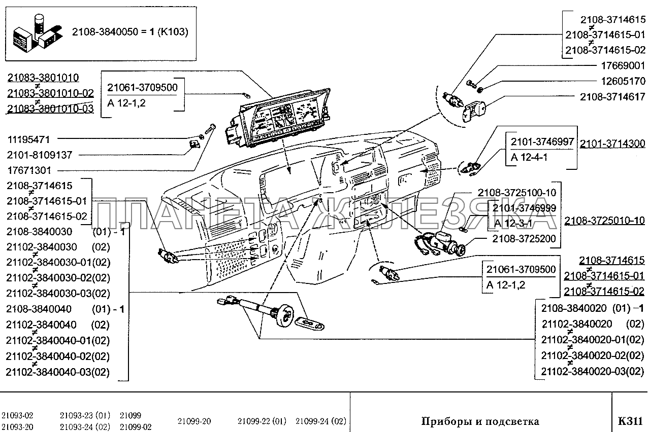 Схема приборной панели ваз 21099