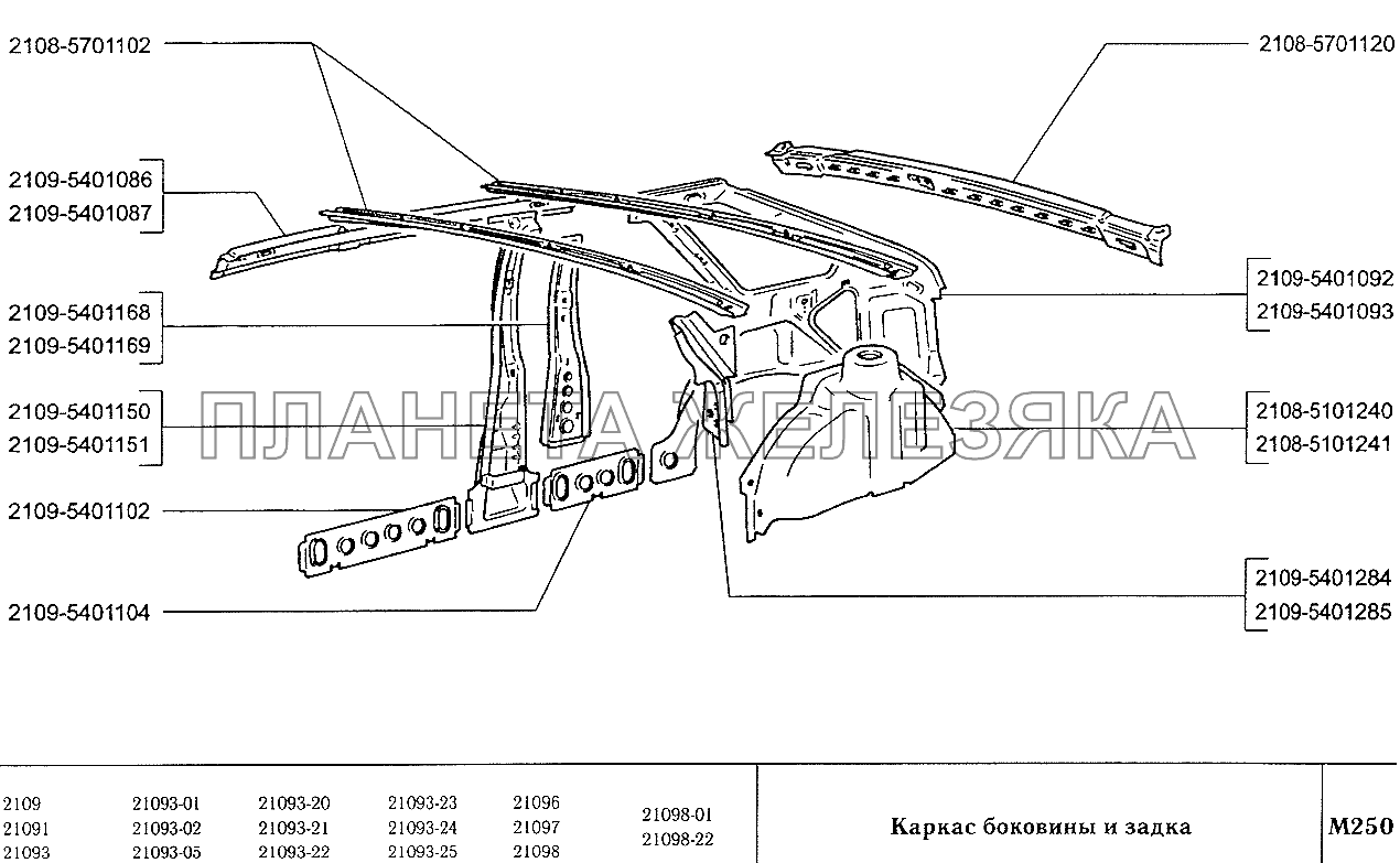 Схема кузовных деталей ваз 2109