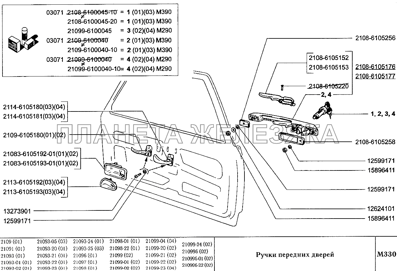 Схема замка передней двери ваз 2114