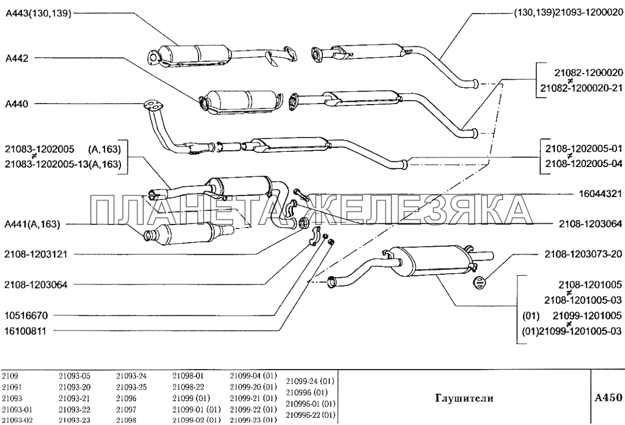 Ваз 2114 глушитель в сборе схема