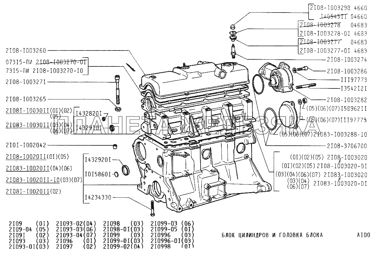 Блок цилиндров и головка блока ВАЗ-21099